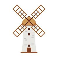 Traditional windmill in flat style on isolated background. EPS 10 vector