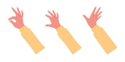 Hand using smartphone or touchpad with sleeve flat illustration. vector