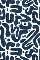 A blue and white pattern with a lot of shapes vector