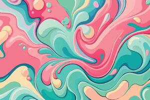 Abstract fluid art featuring vibrant pastel hues, soft pink, turquoise, and yellow shapes, creating a swirling motion Pattern Background vector