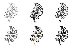 Elegant golden leaf patterns in intricate line art style, ideal for luxury design, available as a stylish icon set vector