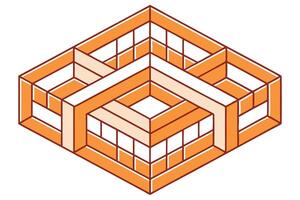 geometric pattern of interlocking orange and beige shapes on white background creating a visually complex pattern background vector