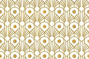 Elegant Art Deco Inspired Geometric Pattern with Repeating Circles and Gold Lines on White, Luxury Design Pattern Background vector