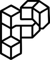 a letter p designed with 3d cubes stacked on top.eps vector