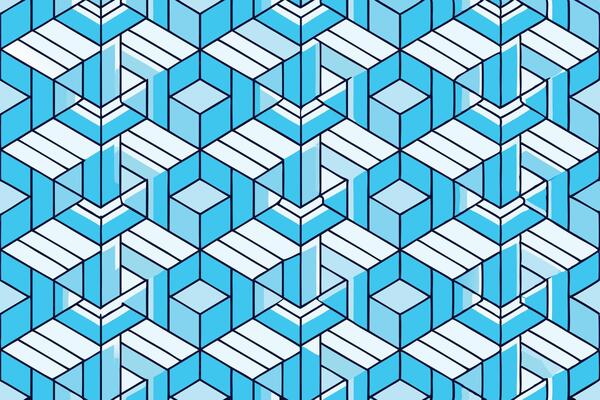 Seamless interlocking hexagons in a modern geometric design, with a soft color palette of blue and white Perfect for contemporary decor Pattern Background
