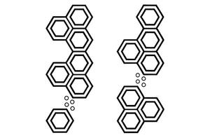 Geometric icon set featuring interlocking hexagons in black and white, clean modern design with abstract shapes for contemporary use vector