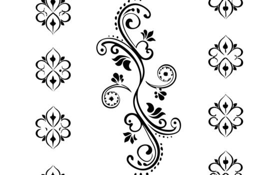 eterno negro y blanco damasco floral patrón, presentando florido detalles en un lujoso icono conjunto adecuado para sofisticado diseño trabajo vector