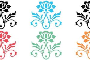 Intricate floral damask pattern in black and white, high quality icon set with detailed motifs ideal for upscale design projects vector
