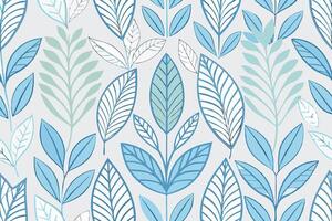 Delicate Leaf Pattern in Soft Blue and Gray on White Background, Subtle Botanical Illustration, Nature Inspired Decorative Design Pattern Background vector
