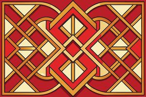 Modern Red Gold Abstract Geometric Design with Interlocking Diamonds and Bold Lines Pattern Background vector