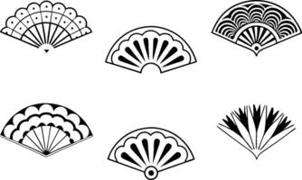Elegant Art Deco icon set with geometric fan shapes and rich gold lines, ideal for modern, luxurious designs and stylish decorative patterns vector