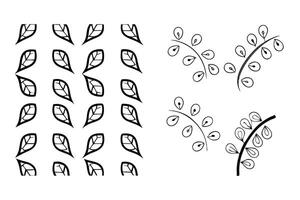 Minimalist icon set of delicate leaves with soft blue gray details on a white background, perfect for digital design, nature themed projects vector