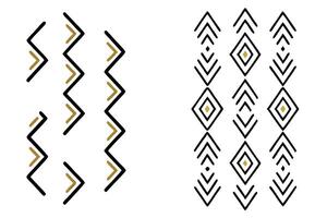 Abstract geometric pattern with chevron lines and gold accents, icon set featuring sleek modern design for stylish digital projects vector