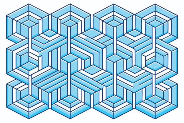 Hexagonal geometric pattern in clean blue and white tones, abstract design for modern interior decoration digital projects Pattern Background