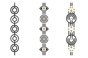 Elegant art deco style geometric pattern with repeating circles and squares, icon set of lines and shapes in a stylish, minimal composition vector