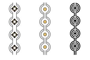 Geometric pattern with art deco style, repeating circles and lines, icon set featuring bold shapes and minimalistic design for modern use vector