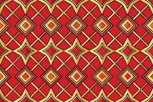 Bold and Vibrant Red and Gold Geometric Pattern with Interlocking Diamond Shapes Pattern Background vector