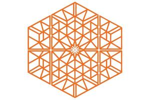Complex geometric pattern with intricate orange lines and white space, creating a visually appealing design, great for creative projects, Pattern Background vector