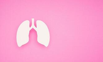 A lung symbol on a pink background with space for text. Top view. photo