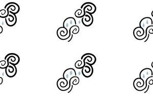 Seamless pattern featuring dotted swirls and abstract curves, stylish icon set perfect for contemporary designs and minimalist patterns vector