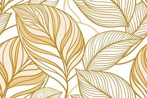 Delicate golden leaf pattern with fine line art for background use, bringing a refined and elegant touch to any design or artistic project vector