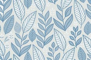 Subtle Leaf Illustrations in Cool Blue Tones on White, Abstract Natural Design for Textiles and Wallpaper Pattern Background vector