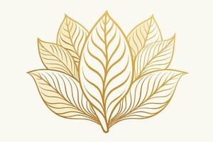 Elegant leaf pattern design with delicate line art in golden hues, perfect for background, textile, or modern decorative use vector