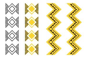 Creative geometric design with yellow zigzag lines and bold black circles, icon set of contemporary patterns ideal for trendy projects vector