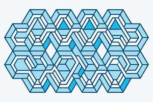Elegant geometric design featuring repeating interlocking hexagons, blue and white color palette, abstract modern style Pattern Background vector