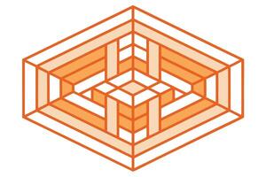 orange and beige lines form a geometric isometric design, creating a layered effect Modern and sophisticated pattern background vector