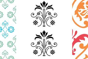 Elegant ornate floral damask pattern in black and white, stylish icon set with intricate detailing, perfect for luxury designs vector