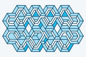 geometric design featuring repeating interlocking hexagons, blue and white color palette, abstract modern style Pattern Background vector