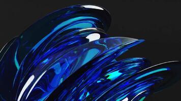 3d render of abstract art animation with 3d abstract moving glass transformation in blue color video
