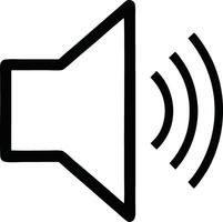 Black speaker icon with sound waves, symbolizing audio or volume control, ideal for media and technology design vector