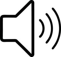 Outline Speaker Icon with Sound Waves Illustrating Audio or Music, Line Art Design vector