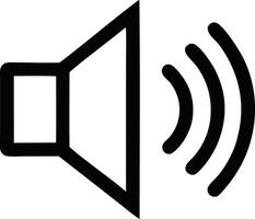 Black speaker icon with sound waves, symbolizing audio or volume control, ideal for media and technology designs. vector