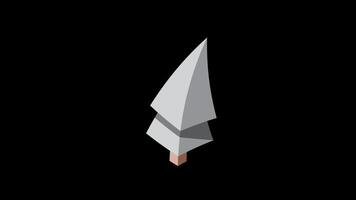 Isometric winter tree animation. Tree isometric elements. Isometric tree element for landscape design. Park element. Transparent background with alpha channel, video