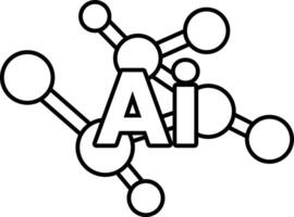drawing of a molecule with the letters AI in the middle In black and white line style vector