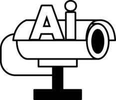 sign with the letters AI on it In black and white line style vector