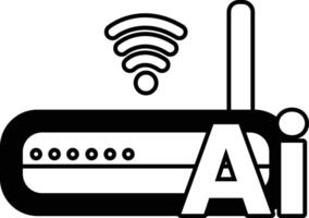 Wi-Fi router with a design In black and white line style vector