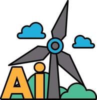 A wind turbine with the letters AI on it vector