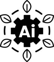 graphic of a gear with the letters AI on it In black and white line style vector