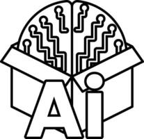 brain with wires coming out of it In black and white line style vector