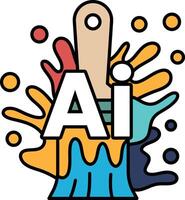 A splash of paint with a brush and the letters A and I vector
