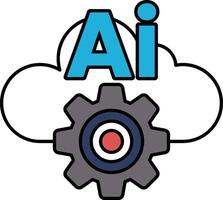 A blue cloud with a red circle in the middle and the letters AI on the right vector