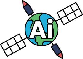 A blue and green globe with a white background and the letters AI on it vector