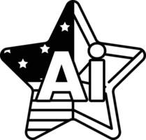 star with the letters AI on it In black and white line style vector