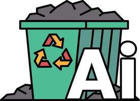 A green trash can with a recycling symbol vector