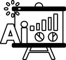 a sign with the letters AI on it In black and white line style vector