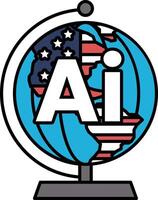 A globe with the letters AI on it vector